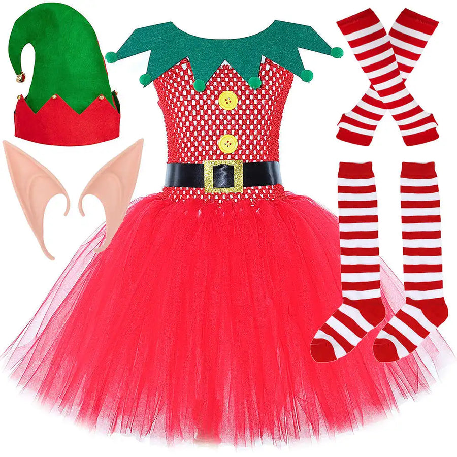 Robe Tutu Lutine Rouge et Verte Fille – vue 13