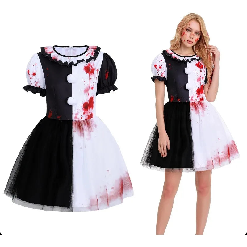 Robe Tutu Clown d'Horreur Noir et Blanc – S à XXL