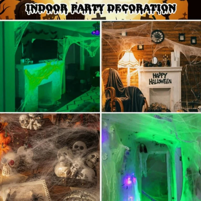 Toile d'araignée décorative phosphorescente Halloween – vue 4