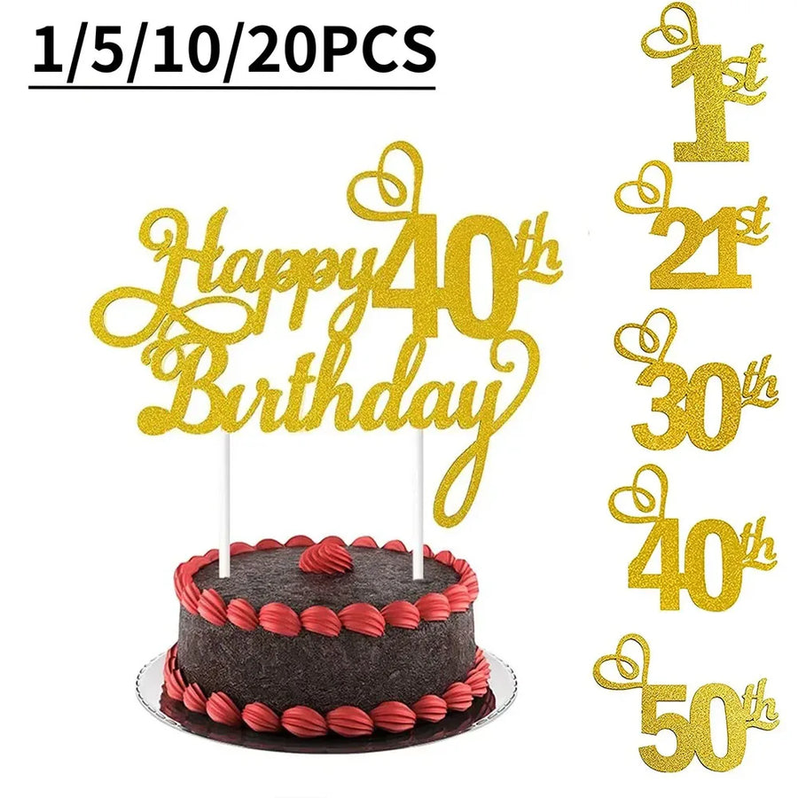 Topper Gâteau Happy Birthday Chiffre d'Âge