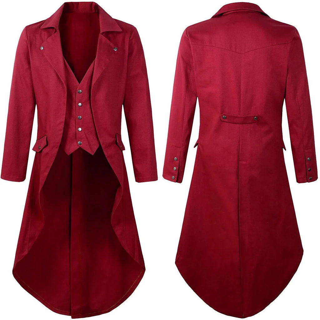 Veste Gothique Steampunk Homme - Costume Médiéval Asymétrique – vue 3