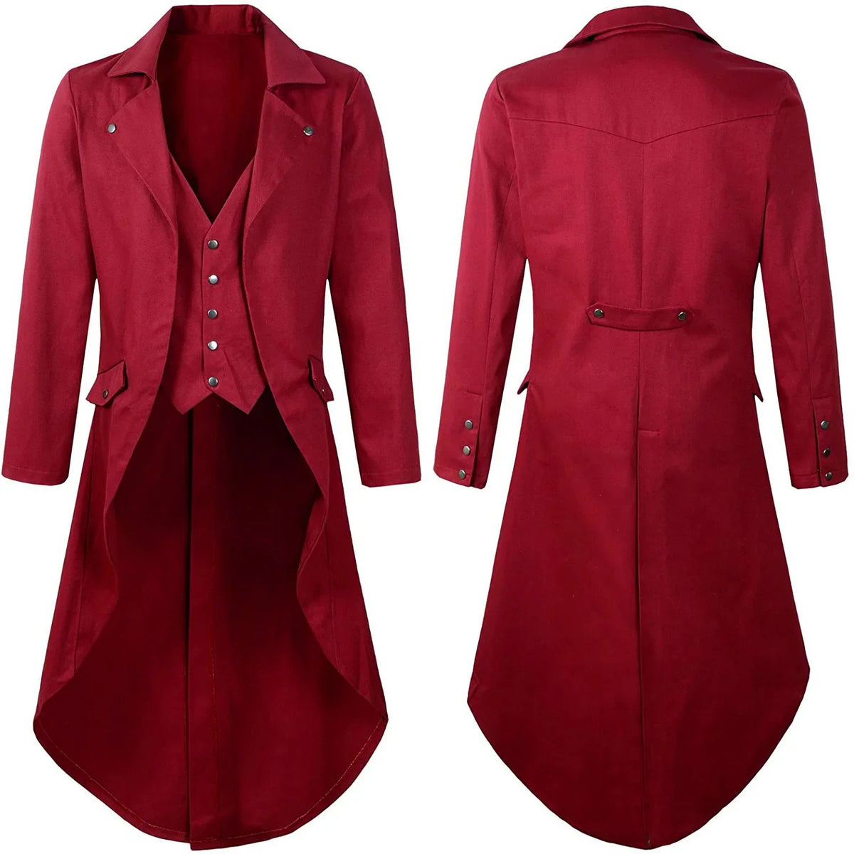 Veste Gothique Steampunk Homme - Costume Médiéval Asymétrique – vue 3