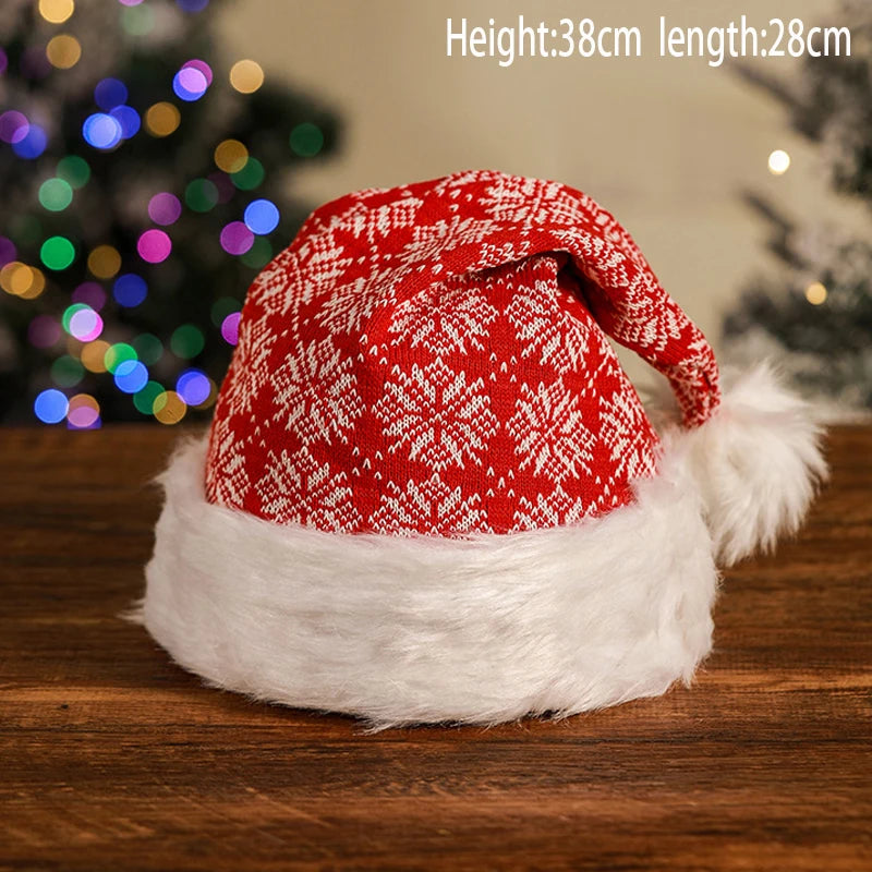 Bonnet de Père Noël Tricoté à Pompon et Fausse Fourrure – vue 14