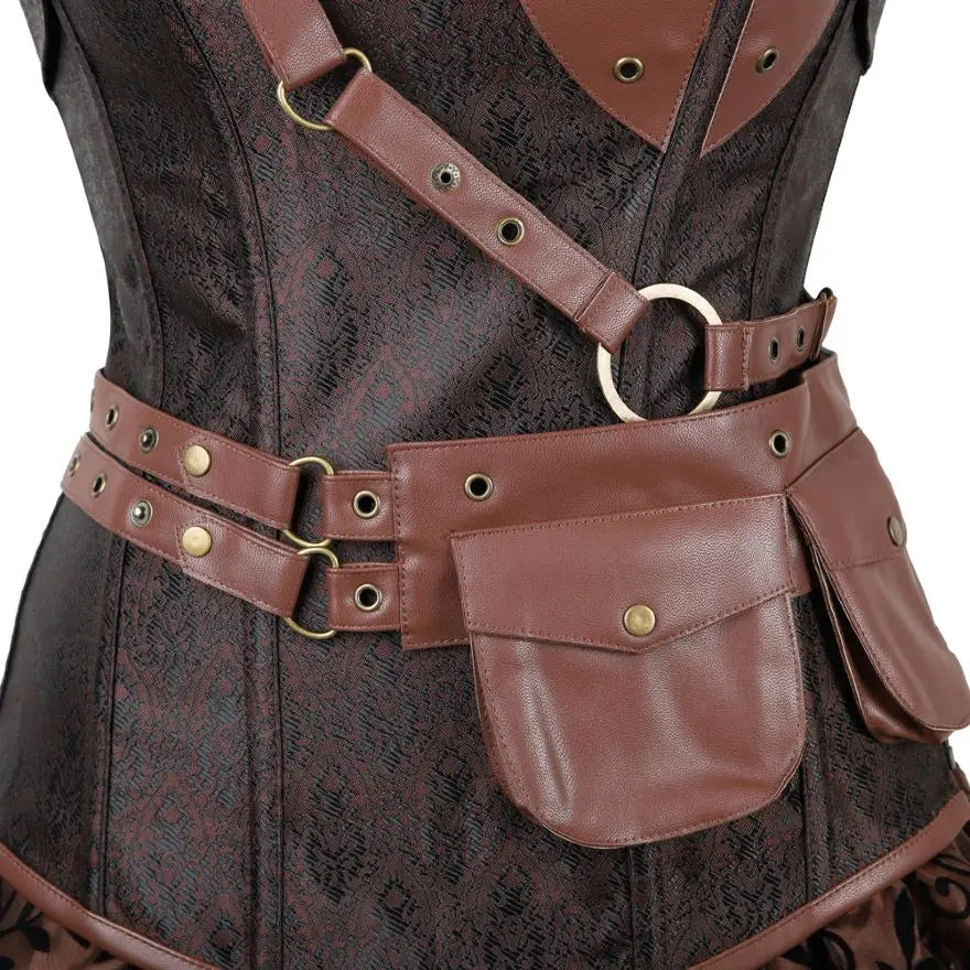 Ensemble Corset Steampunk Sexy et Jupe Asymétrique – vue 4