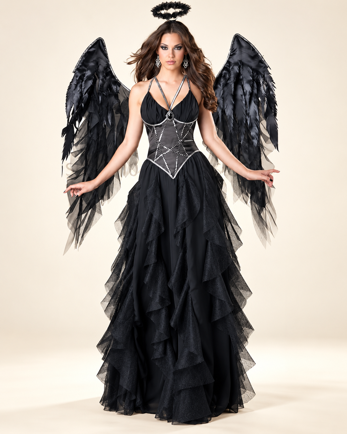Déguisement Ange Déchu Gothique Femme – Robe Noire — photo premium studio