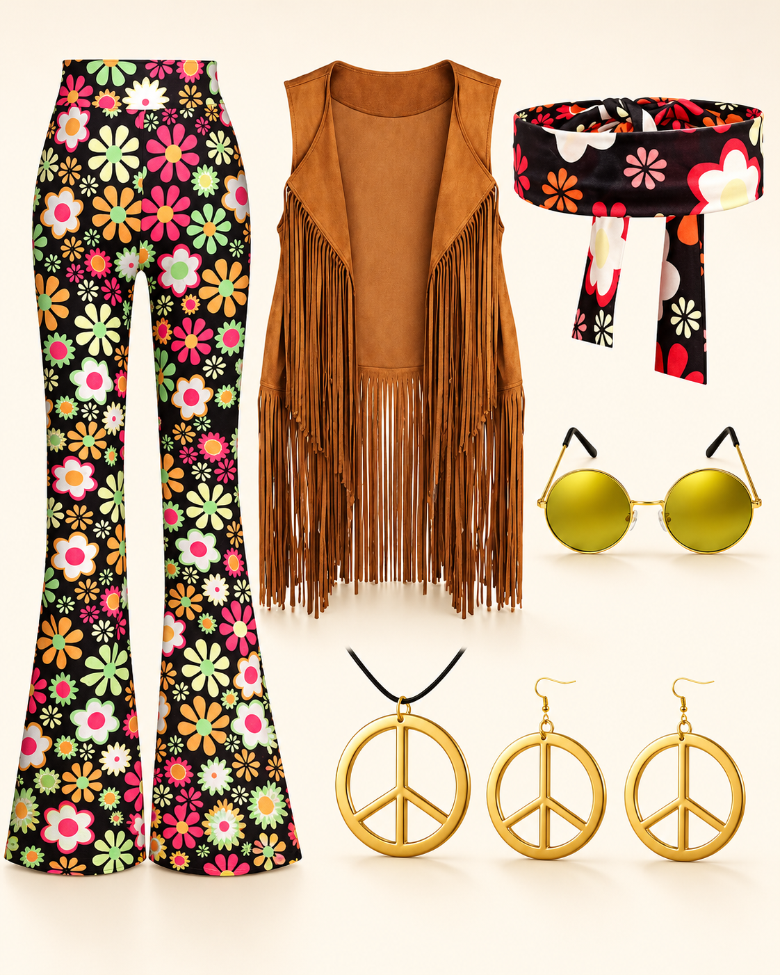 Déguisement Hippie Peace & Love Femme à Franges — photo premium studio