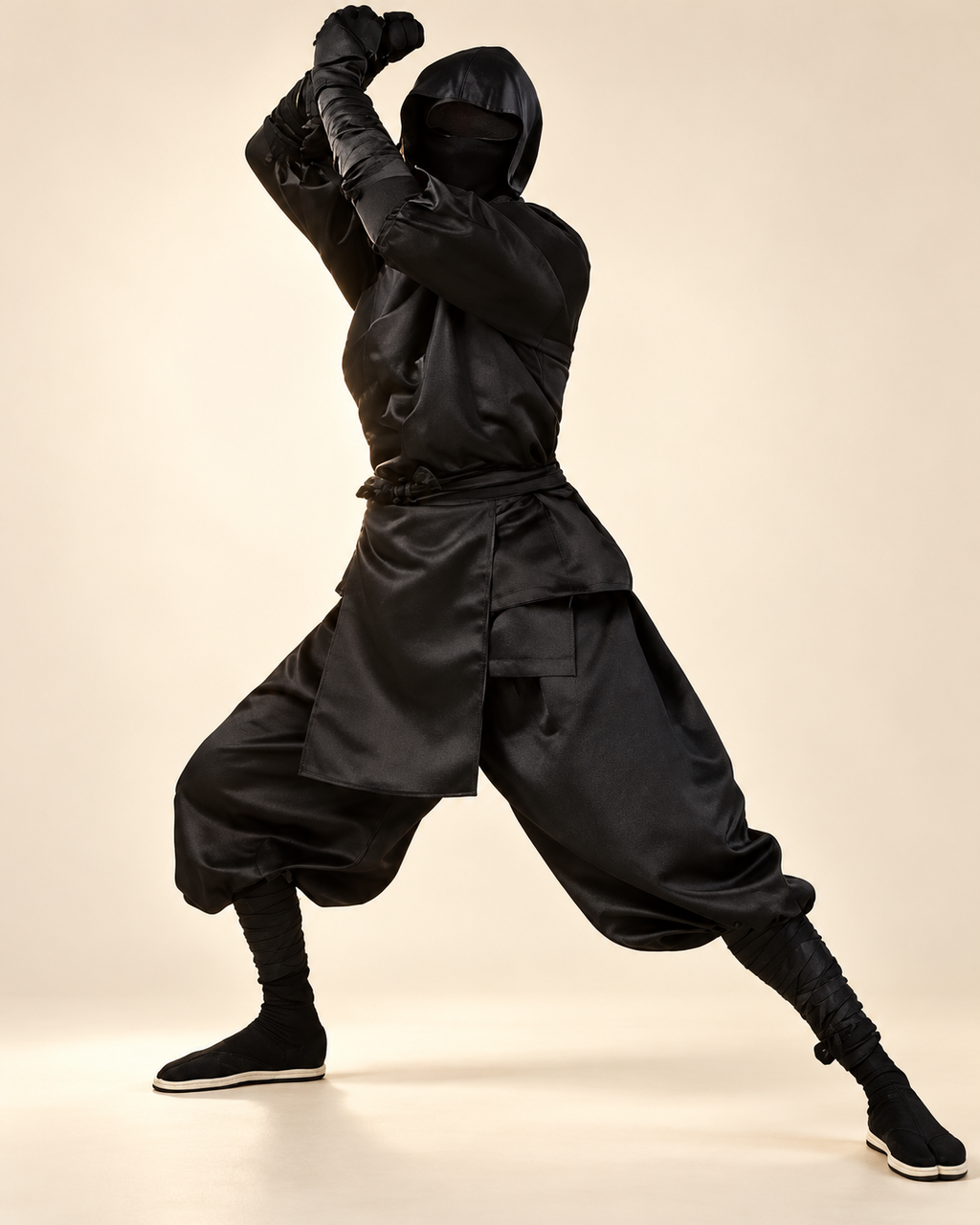 Déguisement Ninja Samouraï Adulte – Kimono à Capuche Noir — photo premium studio