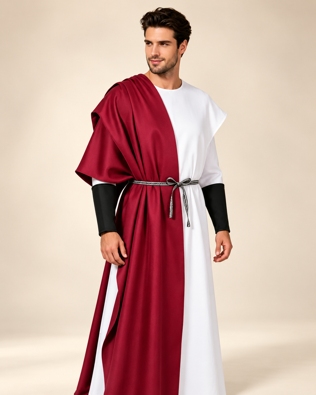 Toge Romaine Bordeaux Homme avec Ceinture et Bandeau — photo premium studio