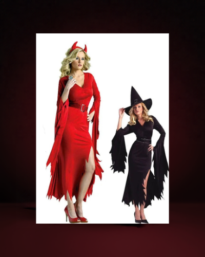 Robe Diablesse Sorcière Noire et Rouge - photo premium Panoplia